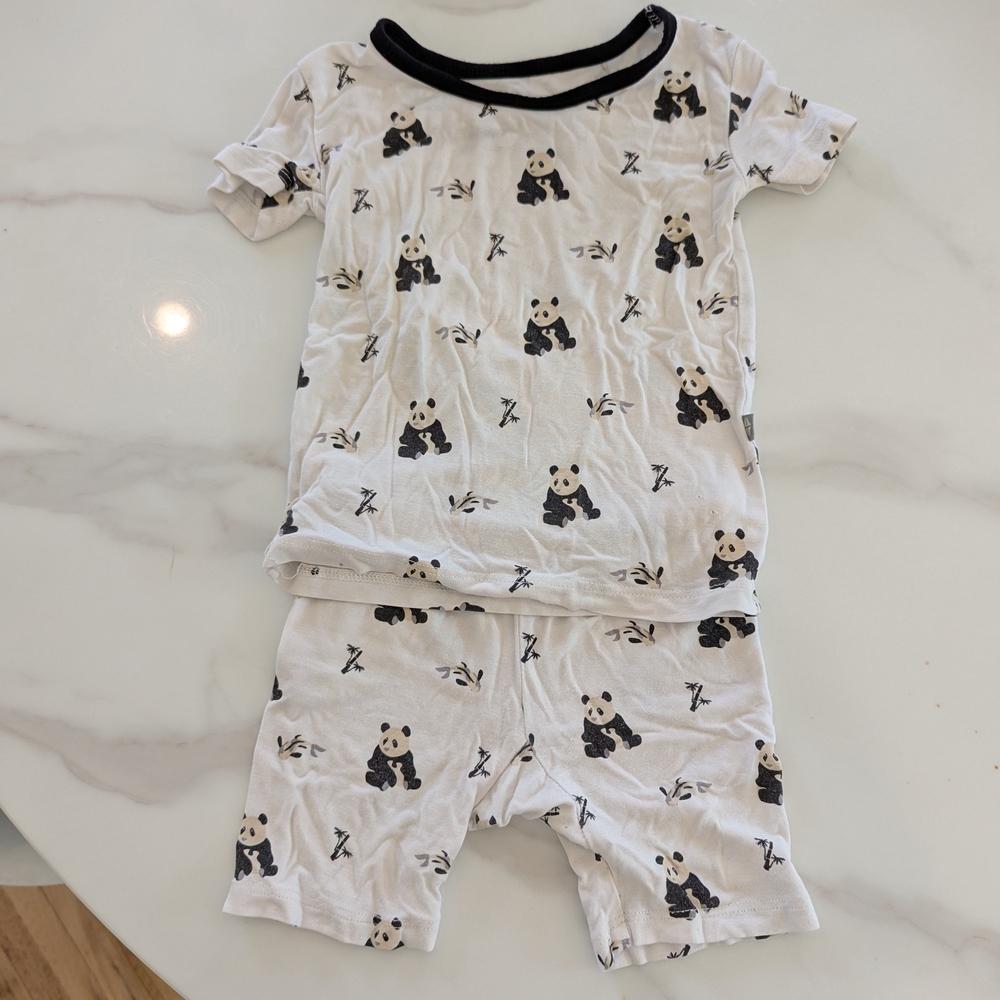 Kyte BABY Panda Print Kids Pajama Set - White and Black